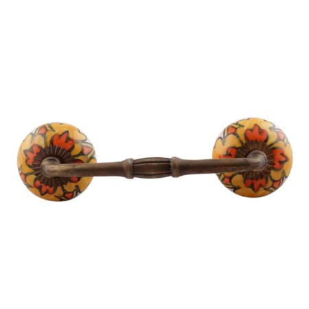Mustard Ceramic Flower Bridge Handles